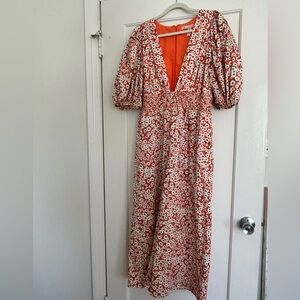 Floral patterned hutch puff sleeve jumpsuit